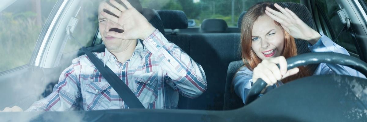 couple struggling to cope with high beams